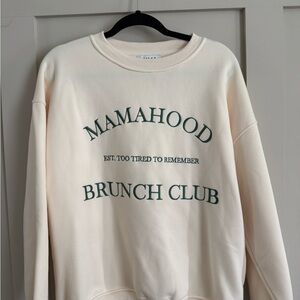 Women's Cream Sweater - Mamahood Brunch Club Design Size Small